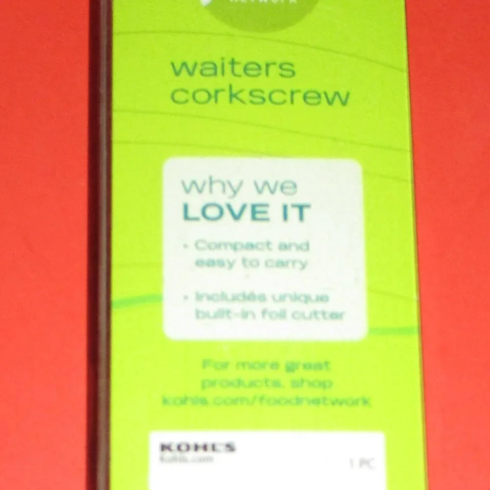 Waiter's Corkscrew Food Network Wine Bottle Opener Built in Foil Cutter Tablewar